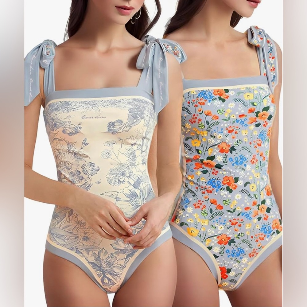 🌸NEW SKAYS Reversible Floral One Piece Swimsuit Women Bathing Suit Women’s Sz M.